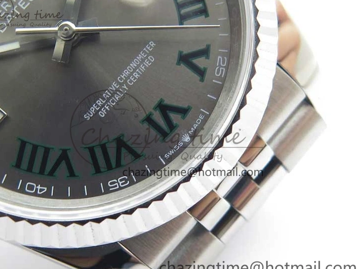 MiroTime 1221 Compact DateJust 36 SS 126234 BP Maker 1:1 Best Edition Fluted Bezel Gray Roman Dial on Jubilee Bracelet 2527